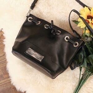 Ashley Bridget NEW Black Leather Bucket Shoulder Crossbody Bag Purse